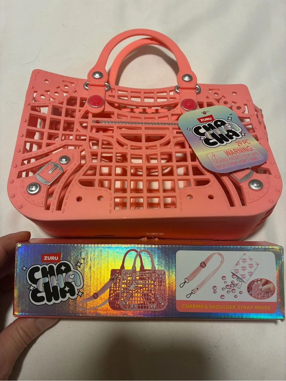 Cha Cha Mini Pink Tote Bag for Girls included Charms